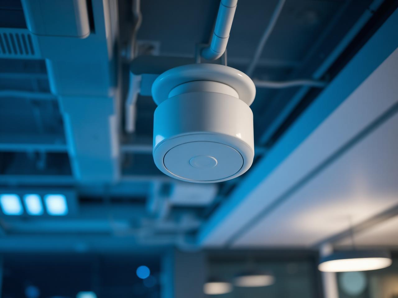 Borne Wi-Fi professionnelle installée au plafond d’un bureau